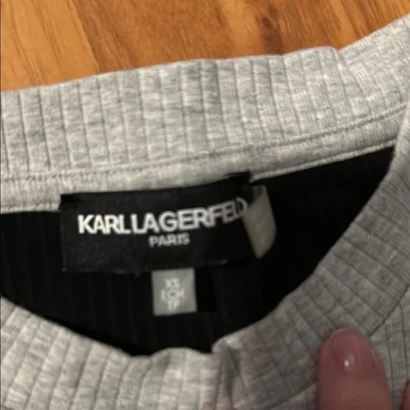 Karl Lagerfeld Black and Gray Long Sleeve Top - Picture 3 of 4